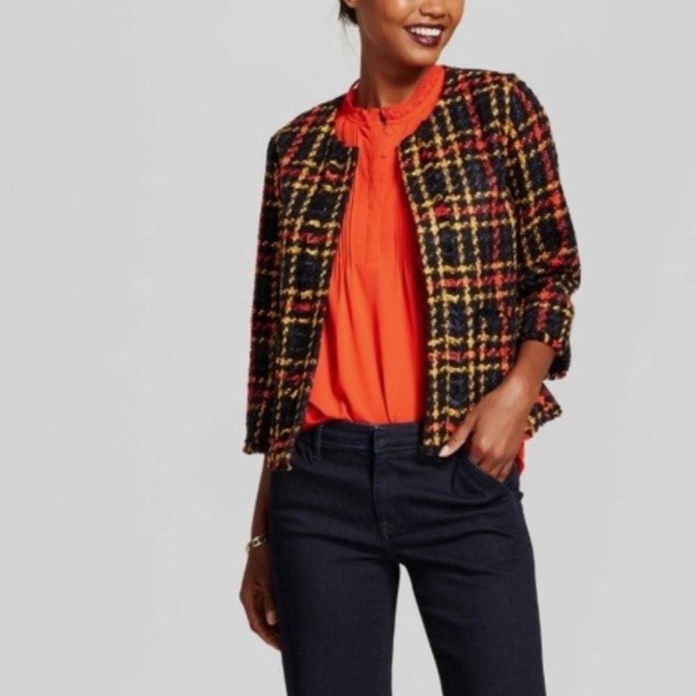 A New Day Multicolor Plaid Jacket EUC